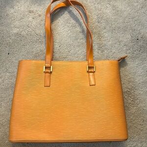 Beautiful orange faux leather tote bag